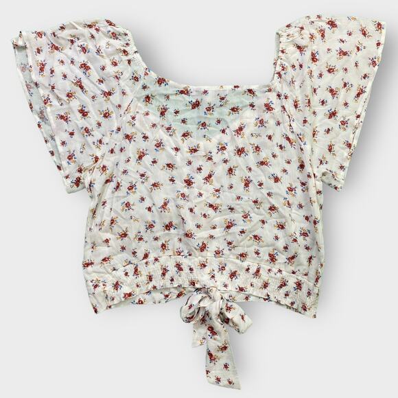 Gypsies & Moondust Junior’s Floral Blouse White XL Button Down - Picture 3 of 7